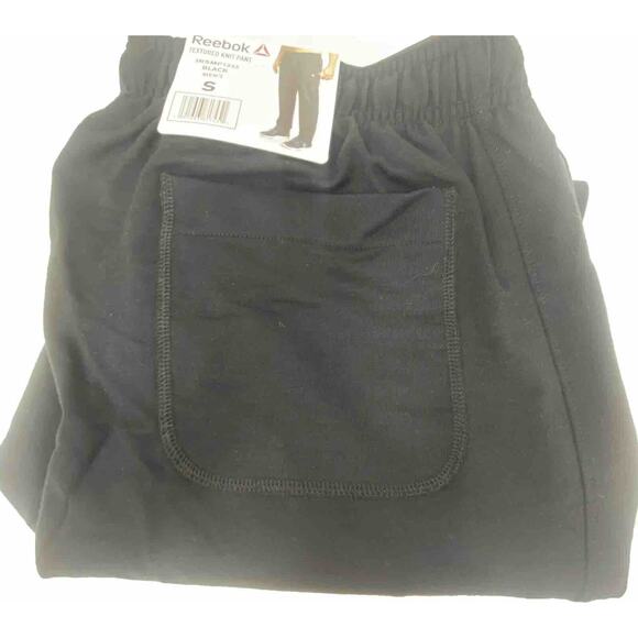 Reebok Men's Small Sweatpants Textured Knit Pant Gym Joggers Athletic Black - Picture 6 of 6